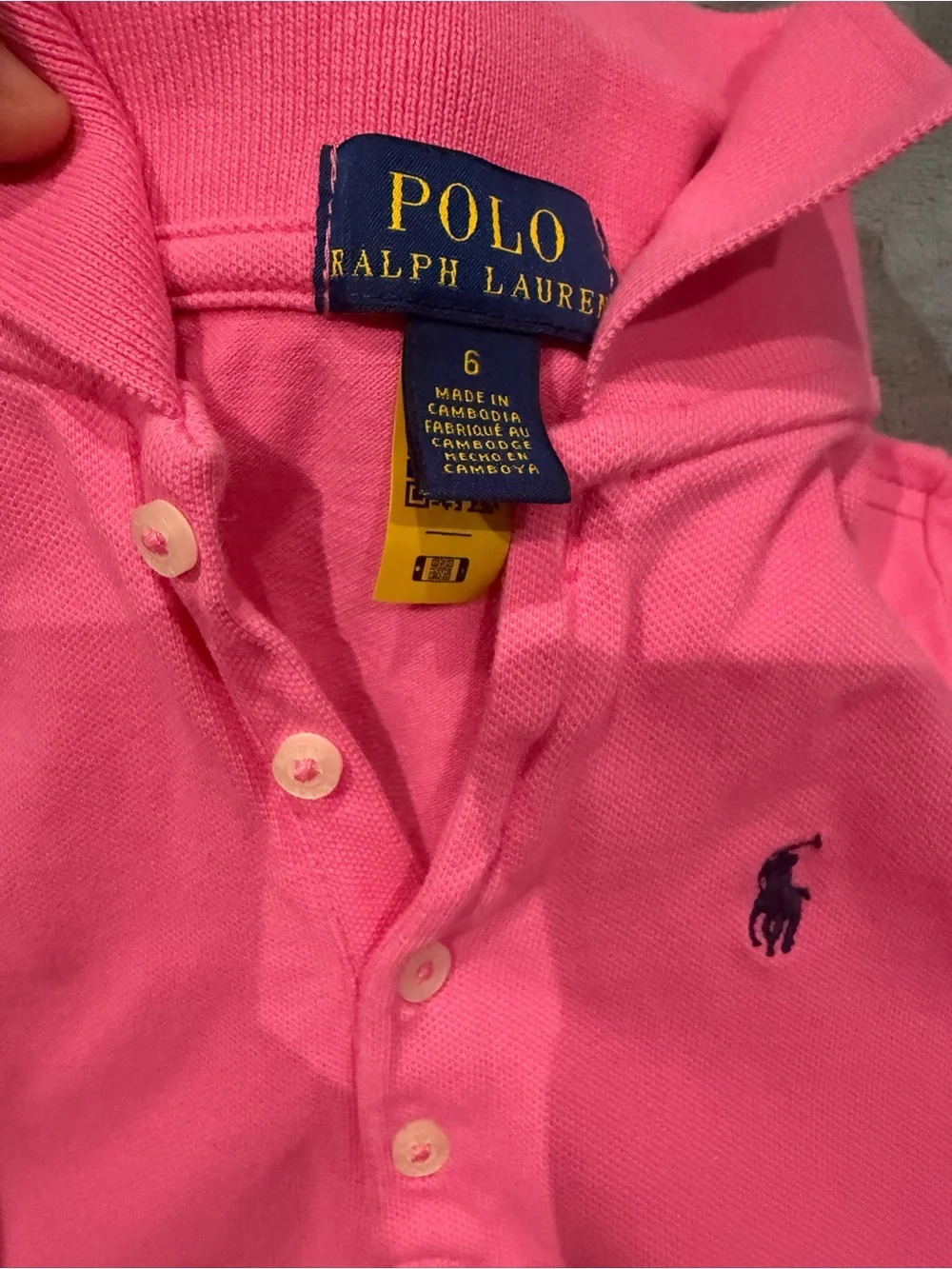 Ralph Lauren Hot Pink Girls Polo with Navy Pony